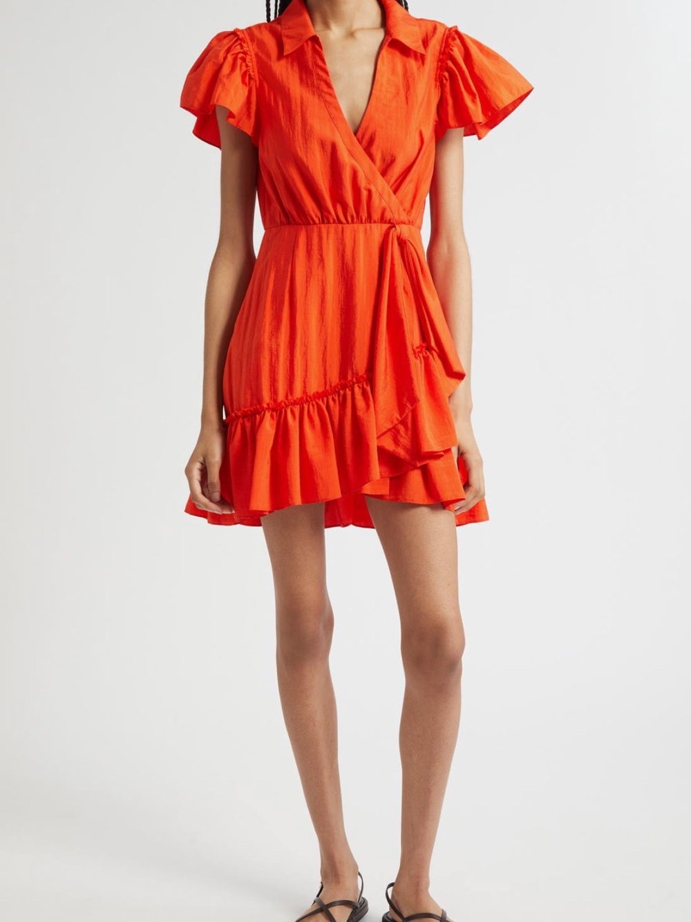 cinq a sept Ruffle Wrap Mini Dress